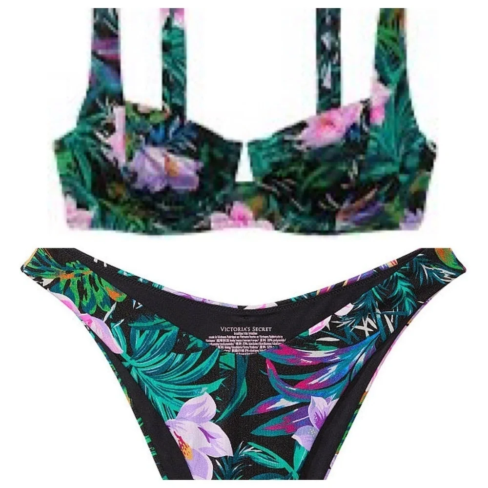 New! Victoria's Secret Black Palm Bikini Set 45586